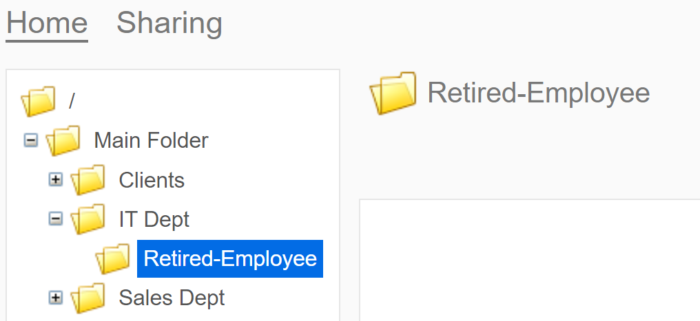Example of creating a new folder in the admin's folder structure. This will be the new designated folder where the user's files will be under.